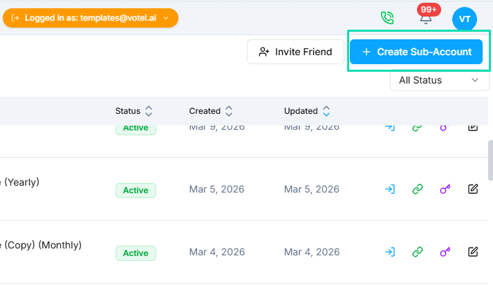 Creating Sub-Accounts